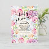 Fleurs d'aquarelle modernes Invitation Baby shower (Debout devant)