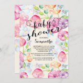 Fleurs d'aquarelle modernes Invitation Baby shower (Devant / Derrière)