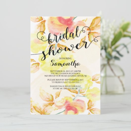 Fleurs d'aquarelle modernes Invitation de douche n (Debout devant)