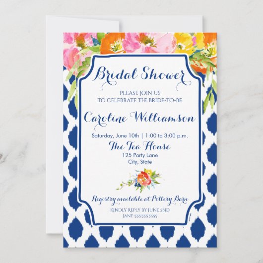 Fleurs d'aquarelle modernes Invitation de douche n (Devant)