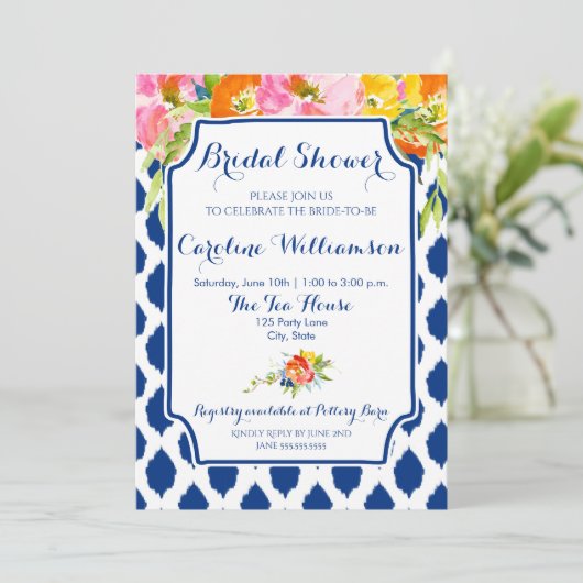 Fleurs d'aquarelle modernes Invitation de douche n (Debout devant)