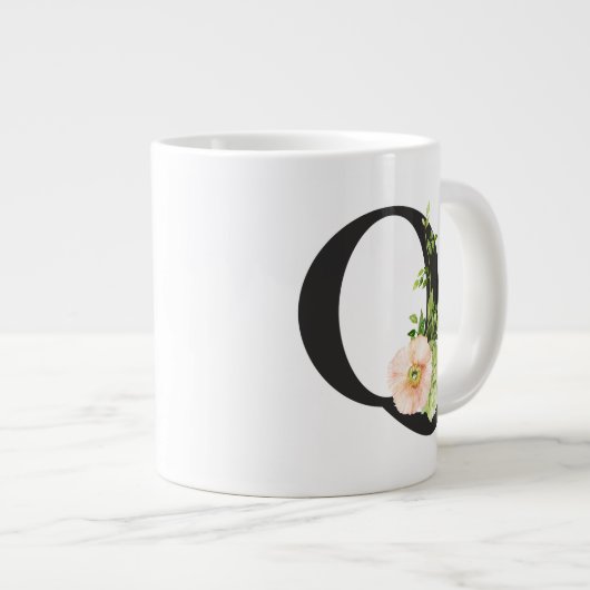 Fleurs d'aquarelle Mug avec la lettre Q (Devant droit)