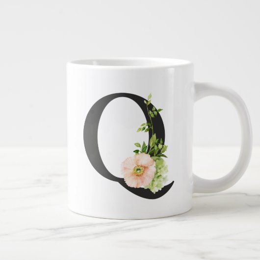 Fleurs d'aquarelle Mug avec la lettre Q (Droite)