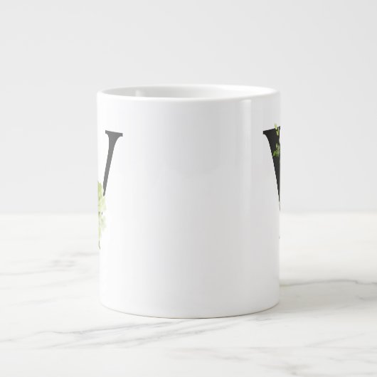 Fleurs d'aquarelle Mug initial avec la lettre V (Devant)