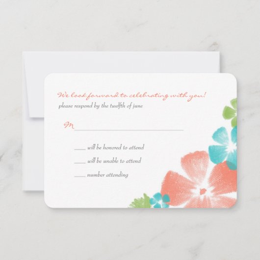 Fleurs d'aquarelle multipapaya Mariage RSVP (Devant)