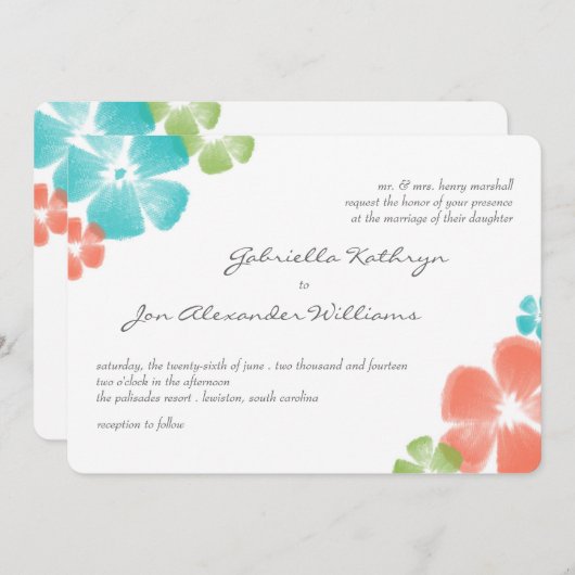 Fleurs d'aquarelle multitropicale Invitation de ma (Devant / Derrière)