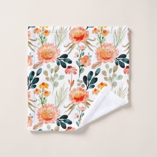 Fleurs d'aquarelle orange (Gant de toilette)