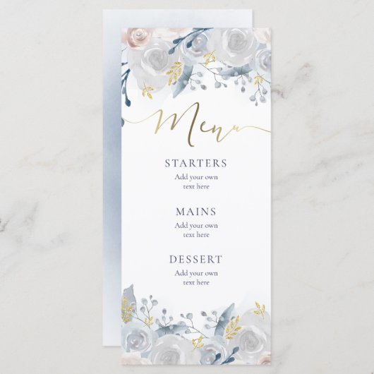 fleurs d'aquarelle pâle Menu mariage (Devant / Derrière)