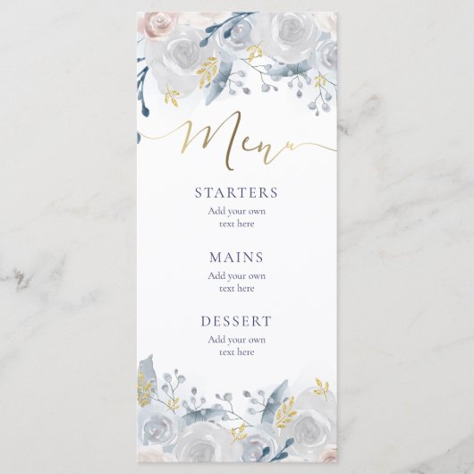 fleurs d'aquarelle pâle Menu mariage (Devant)