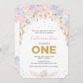 Fleurs d'aquarelle Pastel Premier Invitation d'ann (Devant / Derrière)