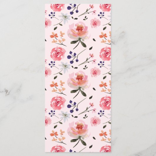 Fleurs d'aquarelle printanière Menu Fête des mères (Dos)