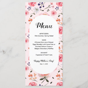 Fleurs d'aquarelle printanière Menu Fête des mères