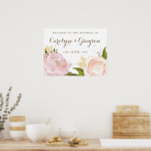 Fleurs d'aquarelle romantique Affiche de bienvenue (Cuisine)