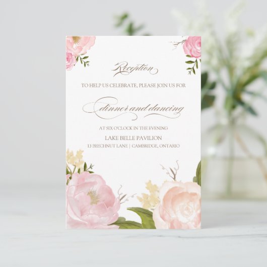 Fleurs d'aquarelle romantique Carte de réception d (Debout devant)