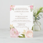 Fleurs d'aquarelle romantique Faire-part de mariag (Debout devant)