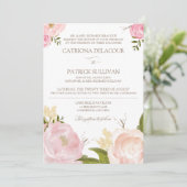 Fleurs d'aquarelle romantique Faire-part de mariag (Debout devant)