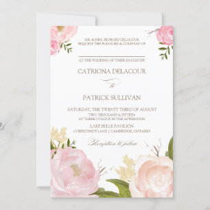 Fleurs d'aquarelle romantique Faire-part de mariag