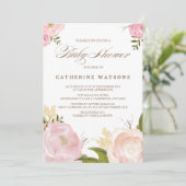 Fleurs d'aquarelle romantique Invitation Baby show (Debout devant)