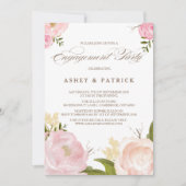 Fleurs d'aquarelle romantique Invitation Fiançaill (Devant)