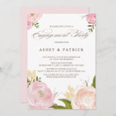 Fleurs d'aquarelle romantique Invitation Fiançaill (Devant / Derrière)