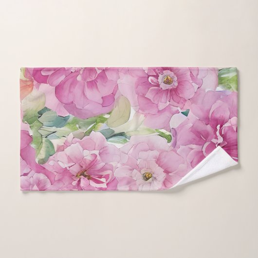 Fleurs d'aquarelle rose (Serviette à main)