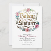 Fleurs d'aquarelle rose Baby shower Invitation (Devant)