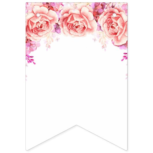 Fleurs d'aquarelle rose de la bannière mariée (Deuxième drapeau)