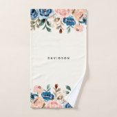 Fleurs d'aquarelle rose et bleu (Serviette à main)