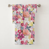 Fleurs d'aquarelle rose et rouge. (En situation)