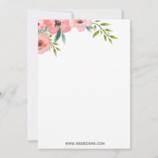 Fleurs d'aquarelle rose Invitations de douche nupt (Dos)