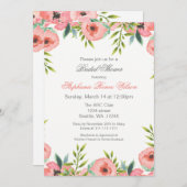 Fleurs d'aquarelle rose Invitations de douche nupt (Devant / Derrière)