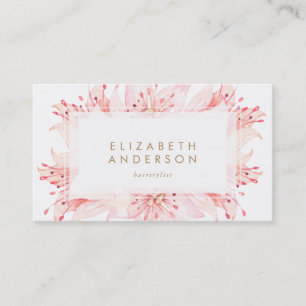 Fleurs d'aquarelle rose Lys Carte de visite