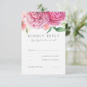 Fleurs d'aquarelle rose Mariage élégant RSVP (Debout devant)
