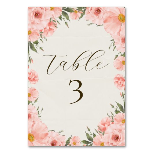 Fleurs d'aquarelle rose Mariage Numéro de table (Par défaut)