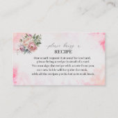 Fleurs d'aquarelle rose pâle Carte de recette (Devant)