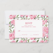 Fleurs d'aquarelle rose Peony - Mariage RSVP (Devant)