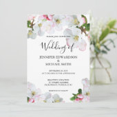 Fleurs d'aquarelle rose rustique faire-part de mar (Debout devant)