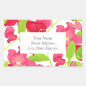 Fleurs d'aquarelle rouge Étiquettes (Devant)