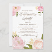 Fleurs d'aquarelle rousse Invitation de graduation (Devant)