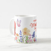 Fleurs d'aquarelle tasse à café de la fête des mèr (Devant gauche)