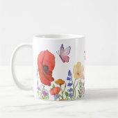 Fleurs d'aquarelle tasse à café de la fête des mèr (Gauche)