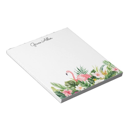 Fleurs d'aquarelle tropicale avec Bloc-notes Flama (Incliné)