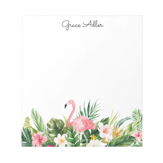 Fleurs d'aquarelle tropicale avec Bloc-notes Flama (Devant)