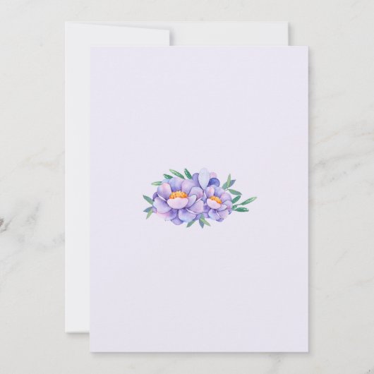 Fleurs d'aquarelle violet Invitations de mariage (Dos)