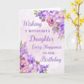 Fleurs d'aquarelle violette Carte d'anniversaire f (Fleur jaune)