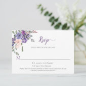Fleurs d'aquarelle violette et verte RSVP (Debout devant)