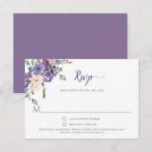 Fleurs d'aquarelle violette et verte RSVP (Devant / Derrière)