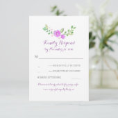 fleurs d'aquarelle violette mariage cartes RSVP (Debout devant)