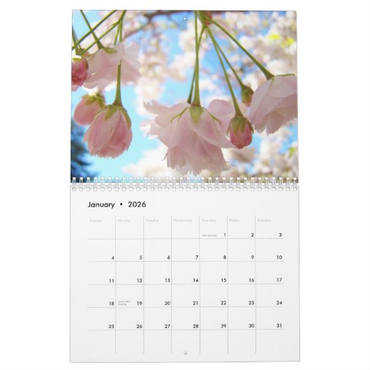 Fleurs d'arbres de nature de calendrier de ressort (Jan 2026)