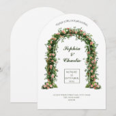 fleurs d'arche de verdure invitation de mariage ro (Devant / Derrière)